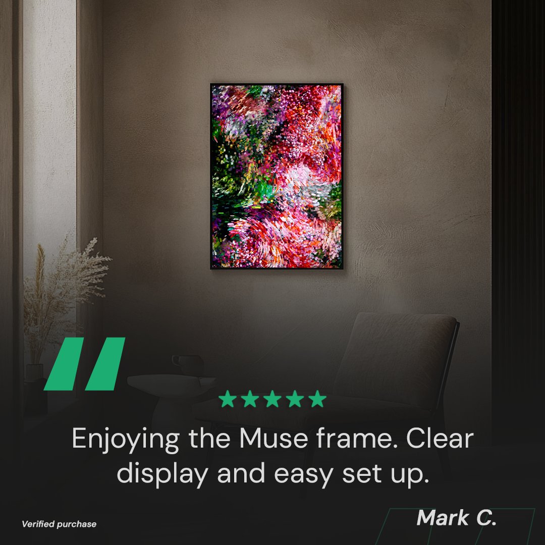 museframe's tweet photo. Mark C. is loving his Muse Frame! "Clear display and easy setup," he says. 🖼️✨

Glad you’re enjoying it, Mark! We’re always here to keep things smooth and simple. 💻

#MuseFrame #DigitalArt #CustomerReview #LuxuryTech #TechInnovation https://t.co/9ceoZSbU8R