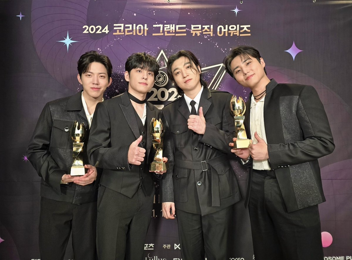 At the 2024 Korea Grand Music Awards, we proudly took home the Best Band Award, Best Song Award, &amp; Grand Performer Award, three major awards! Thank you so much My Day for always being there for us. You’re the reason we can keep going and give our best. Let’s keep rocking! 🤘