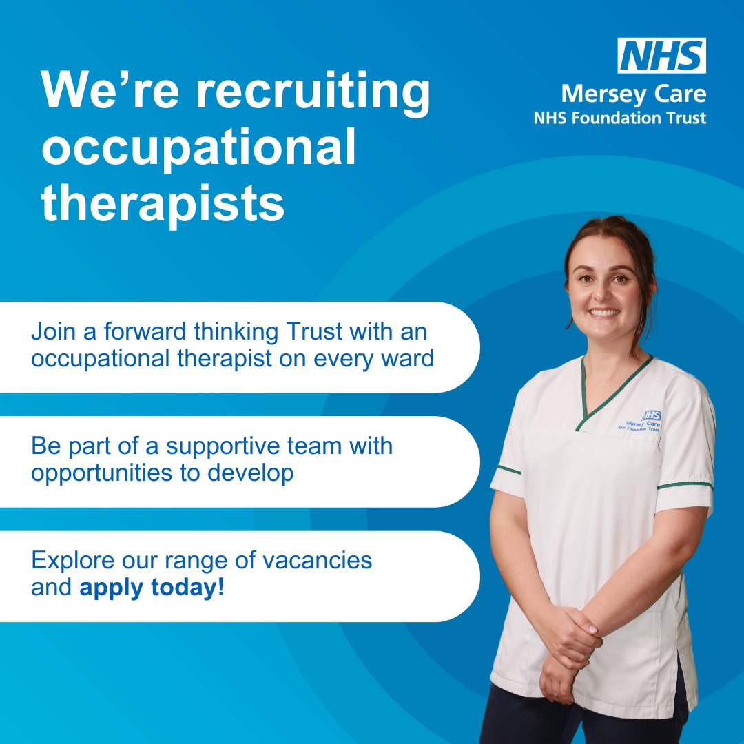 Mersey_CareJobs's tweet photo. #NewYearNew You? check out our latest #OccupationalTherapy job vacancies 💙
Join us and be part of one of the North West’s largest #MentalHealth and community #NHS Trusts. Enjoy benefits, flexibility, and the chance to make a difference. Apply now 👇🏽
https://t.co/BCslEPSyph https://t.co/OmQfCaStKa