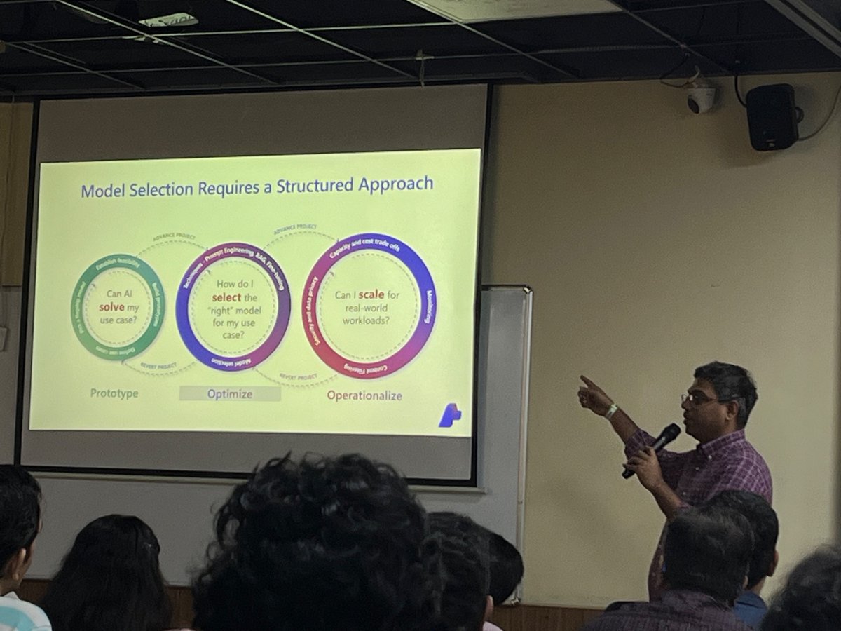 With new LLM launches on a daily basis, <a href="/vinayakh/">Vinayak Hegde</a> highlights the importance of having a sound and structured process for model selection - extremely important tool to have for any AI Engineer 

- at the AI community day by Azure
<a href="/dearazure_net/">Dear Azure ☁ - Azure INDIA (az-india) 🇮🇳</a>  #dearazure