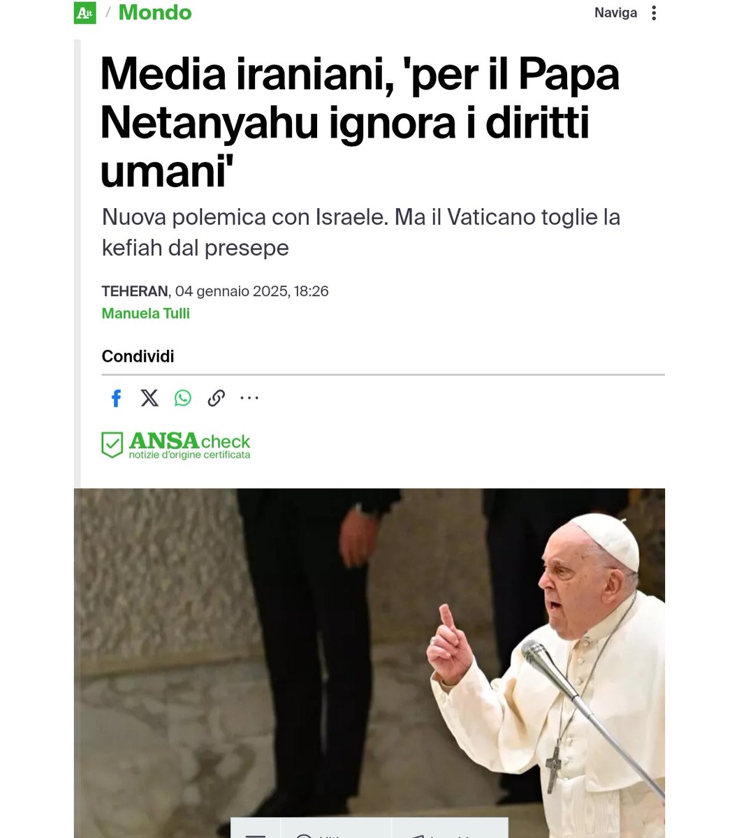 Colucia's tweet photo. Il Papa parla la lingua della verità, l'Iran ne elogia la presa di posizione.
Se in queste ore dovesse sbloccarsi positivamente il caso di #CeciliaSala non sarà certo per la #Meloni che vola da #Trump

#Netanyahu #govern https://t.co/9RAn17rTl4