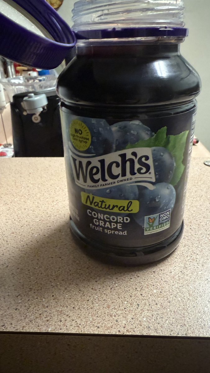 _JHURTZ's tweet photo. @Welchs this was bought at Walmart. The seal was still whole not check out what we found inside. Some kind of moldy growth.. No PB&amp;J for me.. https://t.co/xiYPnFHiAT