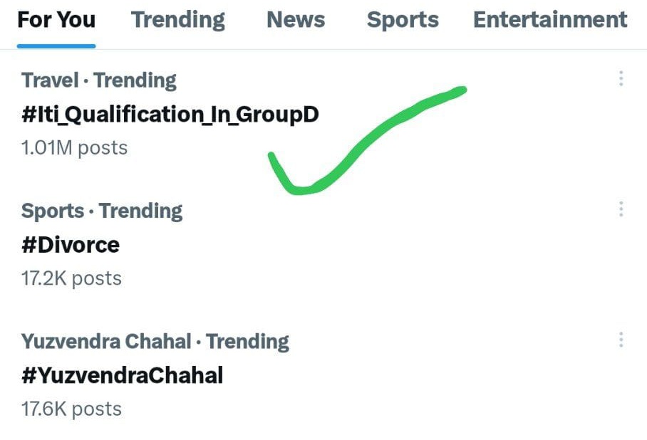 Congratulations To ITI Holders 
1 Millon Tweets Complete ✅ 
#Iti_Qualification_In_GroupD