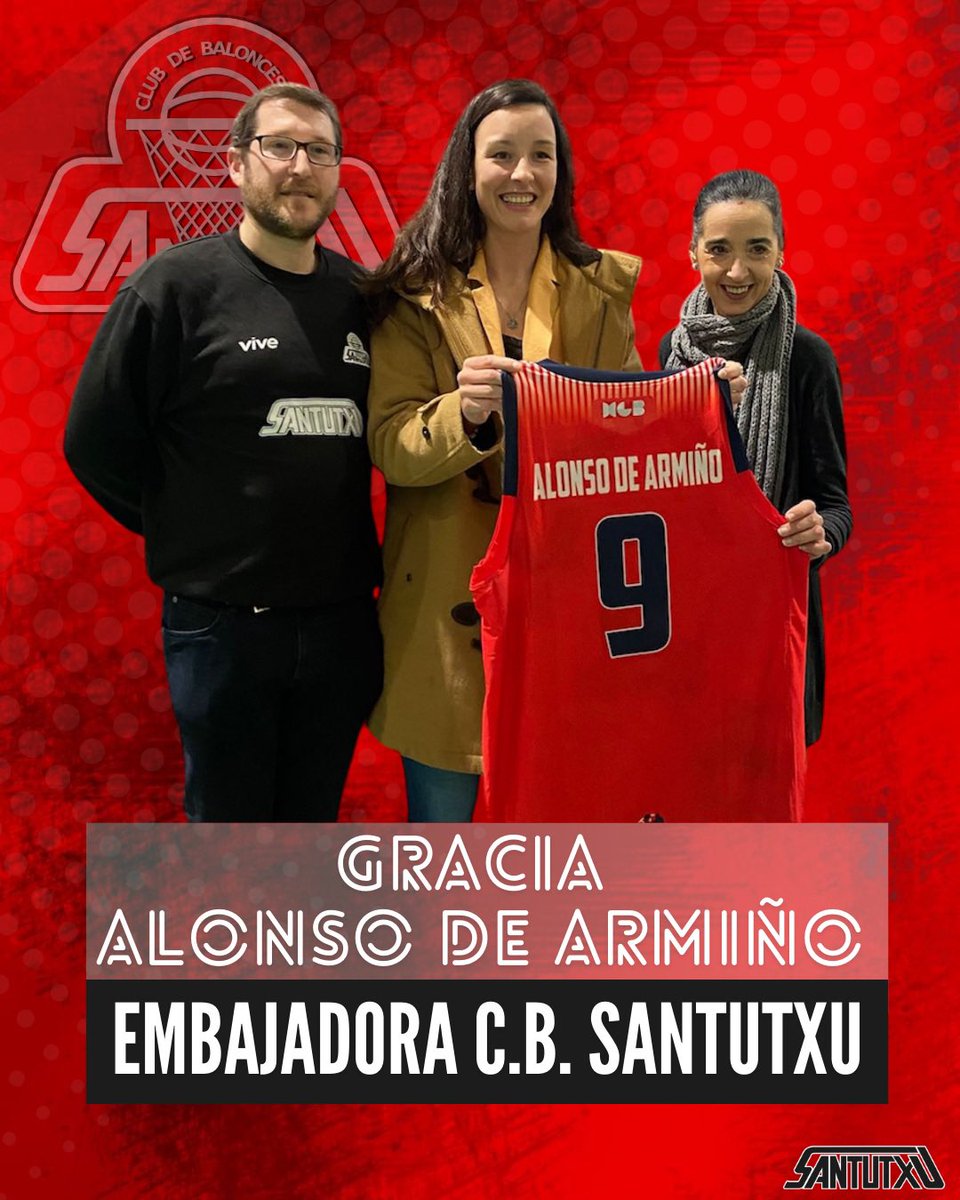🚨 𝗜𝗻𝗳𝗼 | Gracia Alonso de Armiño se convierte en la embajadora del C.B. Santutxu.

La jugadora profesional, formada en nuestro club, siempre tiene presente sus inicios, por lo que hemos querido agradecérselo de esta forma.

Eskerrik asko! 😜

#FamiliaCBS❤️ #CBSantutxu