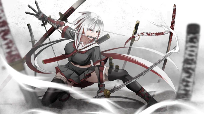 #一次創作オリジナルの刀やキャラを描くのが好き!特に複数武器持たせてた娘が好き! 