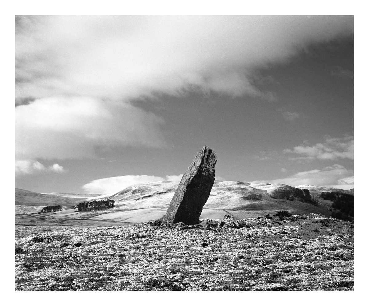 michaelphoto's tweet photo. Standing stone catching the light #pentax67 #perthshire #kodaktrix400 https://t.co/IH77ScicSw