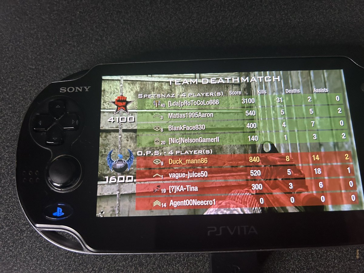 saudigamer's tweet photo. 🚨🚨

اللاعب @realradec يؤكد أن أونلاين Call of Duty: Black Ops: Declassified ما زال يعمل على بلايستيشن فيتا🤯

اللعبة صادرة قبل نحو 13 عامًا، ويبدو أن أكتيفجن  نسيت تغلق سيرفراتها!🤣 https://t.co/EHgMhYVu96
