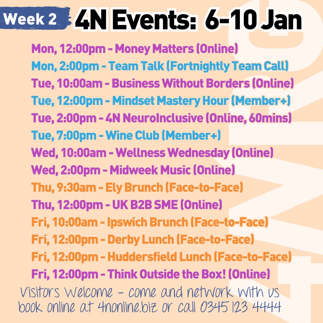 15 Opportunities to Network with us this week - Online or Face-to-face.  Where will we see you?

Looking forward to adding some new groups and meetings over the next few weeks - let us know if there's something extra you'd like to see.