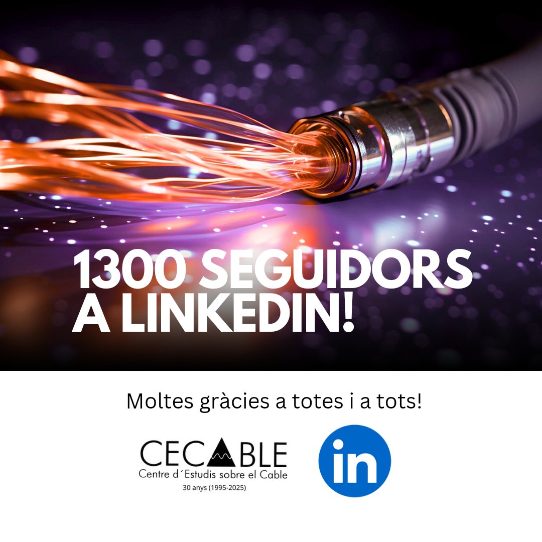 CECABLEresearch's tweet photo. Moltes gràcies pels 1300 seguidors del CECABLE a LinkedIn!!! Amb tota la il·lusió!!! #cecable #telecomunicacions #periodisme #eumediterrani #eum #blanquerna #url #upf #cesine #udl #euncet #eae #uoc #upc #ub #uab #udg #màrqueting #Terrassa #HbbTV #linkedin #xarxessocials https://t.co/WS6Q9OS3zH