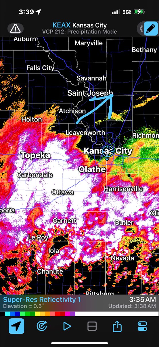 glezak's tweet photo. Heavy precipitation is marching northeast.  This will be sleet or snow in KC. This is quite heavy.  Let me know if it’s sleet or snow as it moves in. A foot of snow is now possible in Kansas City!  #weather2020 #snow https://t.co/v2xfbRWoF3
