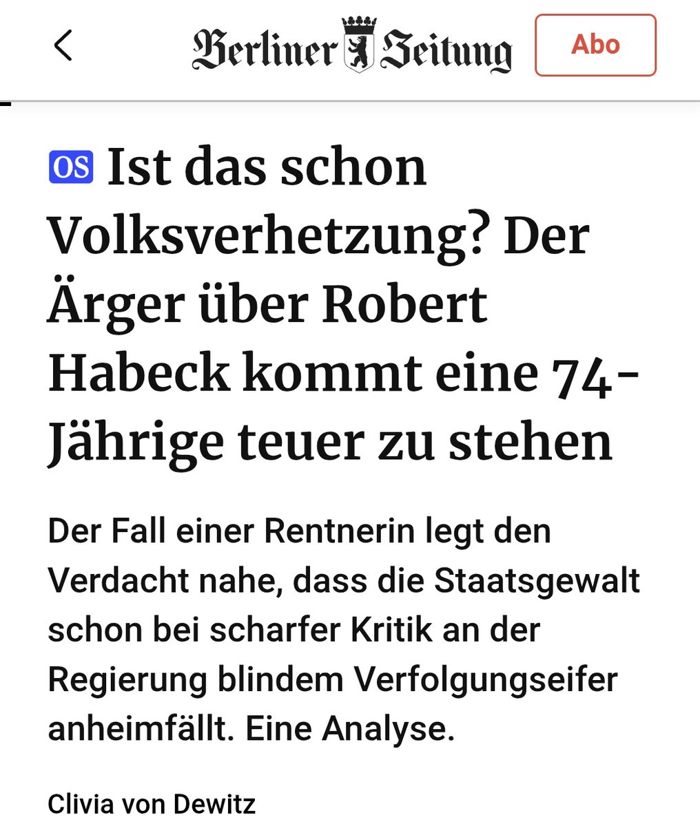 OliverSKBerlin's tweet photo. Empfehlenswerter Artikel der Richterin Frau @CliviavonDewitz.
#Meinungsfreiheit #GG #Volksverhetzung #Majestaetsbeleidigung #StGB #StPO #Bademantel #Hausdurchsuchung #HabeckKannEsNicht #GrueneNeinDanke

👇

https://t.co/ejJ03JJwSI https://t.co/7JFtGq6bSL