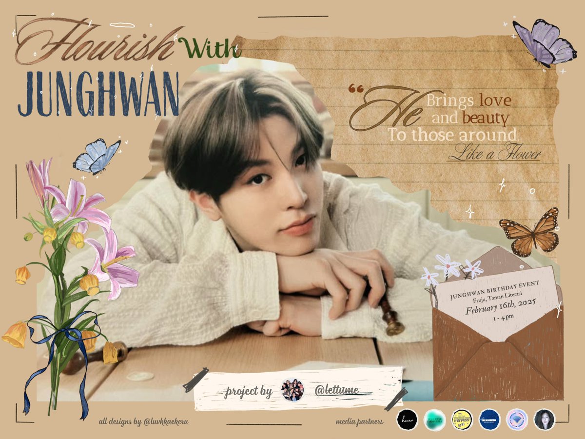 Teuqueen's tweet photo. 𝙁𝒍𝙤𝒖𝙧𝒊𝙨𝒉 𝙬𝒊𝙩𝒉 𝐉𝐔𝐍𝐆𝐇𝐖𝐀𝐍
#JUNGHWAN Cafe Event by @lettume

📍Fruju Blok M, Jakarta
Sunday, 16 Feb 2025 at 1 PM - 4 PM
— 𝐅𝐫𝐞𝐞 𝐄𝐧𝐭𝐫𝐲

start ordering birthday kit today at 18.02 WIB
🎟️ ; https://t.co/UV60yuE7vQ

See you Precious🌻
#FlourishwithJunghwan https://t.co/mwaq1icGZf