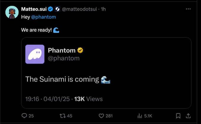 trapjuicesol's tweet photo. I cant imagine still fading $SUI

@phantom x @SuiNetwork coming soon

$LOFI being the leader of memes &amp; $S as the leader of AI will follow $SUI on its generational run.

Its SUI SEASON https://t.co/YvlR9YxCr4
