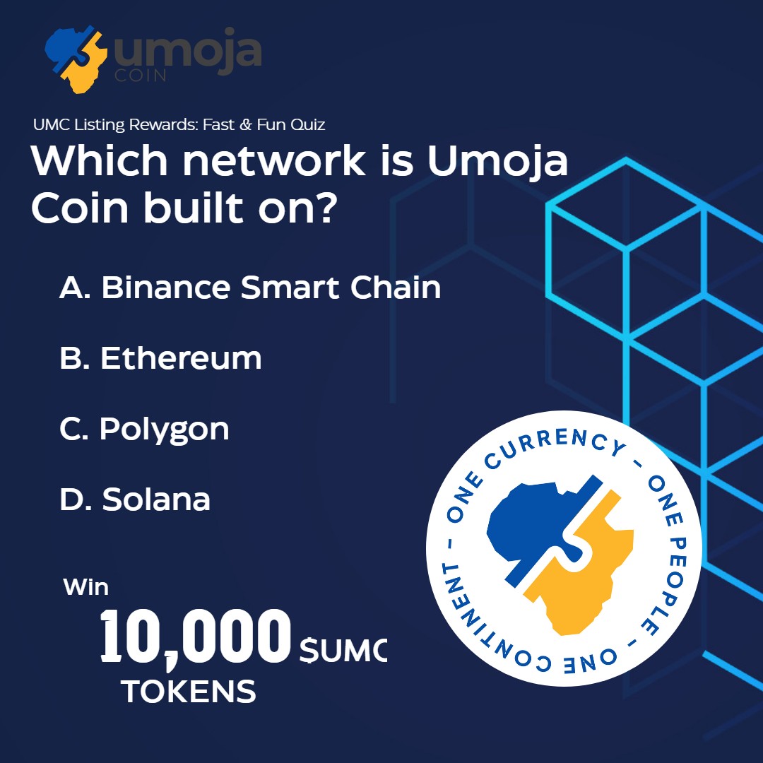 Umoja_coin's tweet photo. Umoja Coin Listing Rewards: Fast & Fun Quiz!🎉
📢 How to Participate:
1️⃣ Like & Retweet this post.
2️⃣ Follow @Umoja_Coin on Twitter.
3️⃣ Join our Telegram community: https://t.co/CFEWXhiZoh
4️⃣ Download the MetaMask wallet.
5️⃣ Leave your answer in the comment section (A, B, C, or D).
6️⃣ Tag 3 friends to spread the word.
7️⃣ Submit your details and screenshots here: https://t.co/kfJlxS97C1