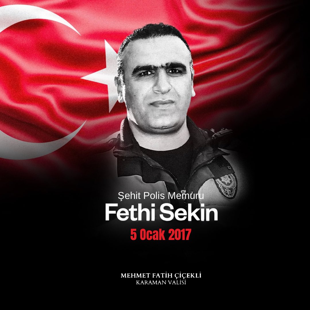 KaramanValiligi's tweet photo. Kahraman Polis Memuru Fethi Sekin’i şehadetinin 8. yıl dönümünde rahmetle anıyorum.

Ruhu şad, mekanı cennet olsun. https://t.co/c5yrEo0Zzq