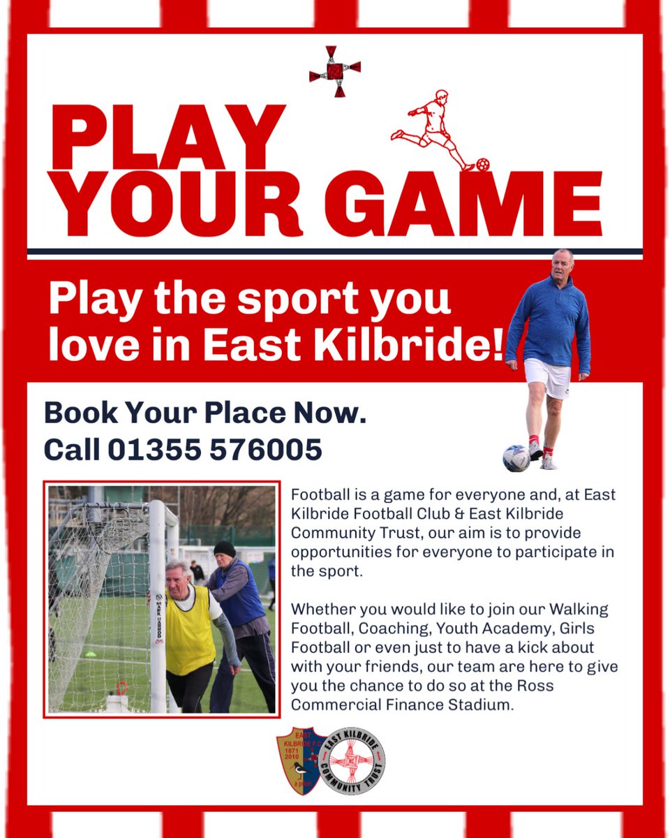 officialEKFC's tweet photo. ⚽ Football is a game for everyone and, in association with @EKCT1, we aim to provide opportunities for everyone in our local community to take part in the beautiful game.

📱 So whether you are young or not so young, find out how you can #PlayYourGame; contact 01355 576005. https://t.co/KbDoCXLefo