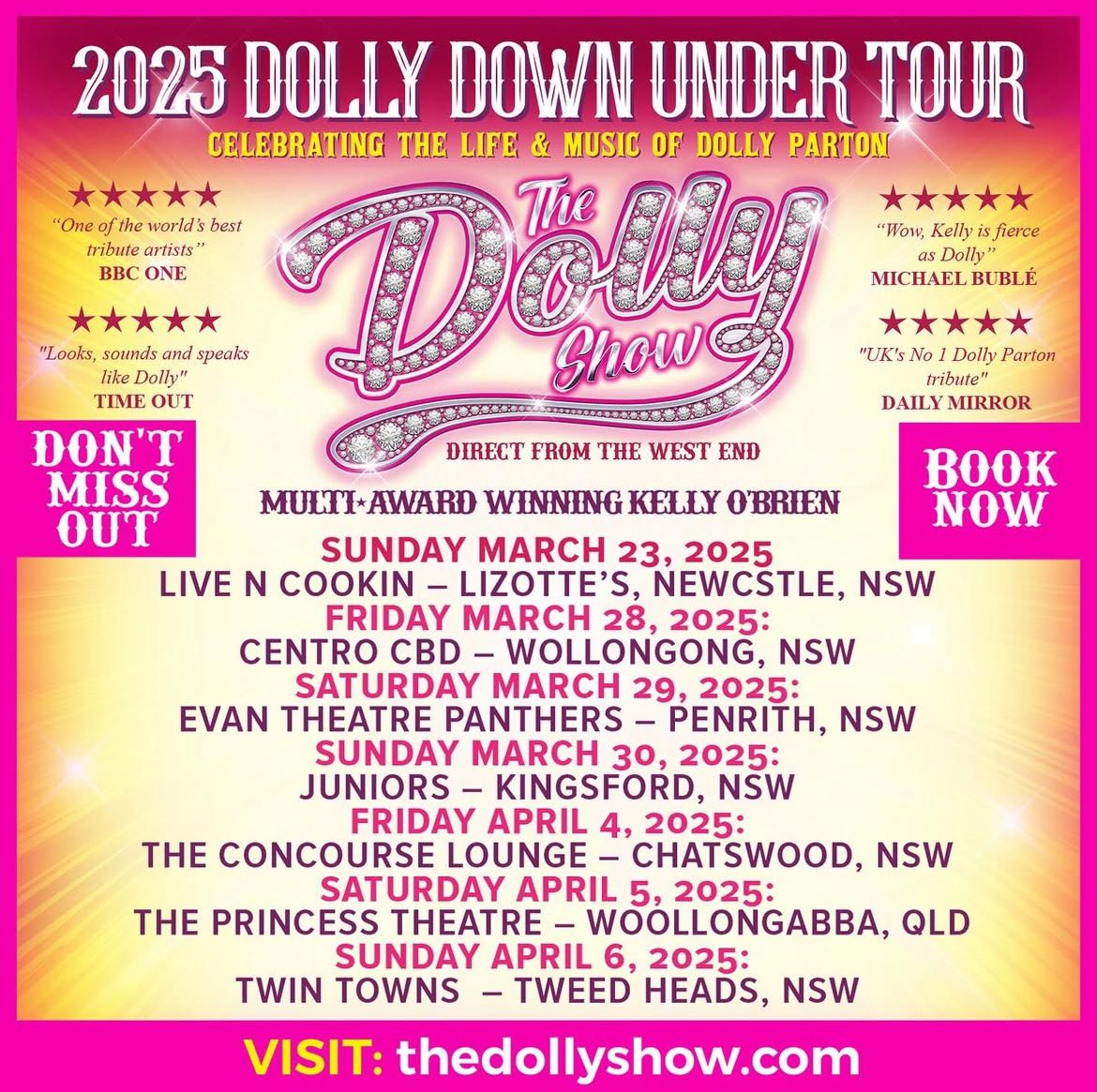 TheDollyShow's tweet photo. ⭐️ Australia!!!! ⭐️ 🇦🇺🇦🇺🇦🇺
We are back this year for our 2025 tour! Woop. 🙌🏻🙌🏻🙌🏻
For all fans of @DollyParton
💕🎟️ 🎵
Tickets 🎫 can be purchased from link in biog!
#dollyparton #dollypartonshow #dollypartontribute #TheDollyShow https://t.co/e7HfkQcxLl