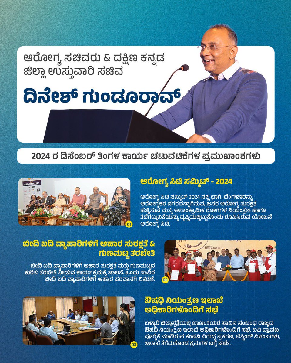 dineshgrao's tweet photo. ರಾಜ್ಯದ ಆರೋಗ್ಯ ಮತ್ತು ಕುಟುಂಬ ಕಲ್ಯಾಣ ಇಲಾಖೆ ಮತ್ತು ದಕ್ಷಿಣ ಕನ್ನಡ ಜಿಲ್ಲಾ ಉಸ್ತುವಾರಿ ಸಚಿವನಾಗಿ 2024 ರ ಡಿಸೆಂಬರ್ ತಿಂಗಳಿನಲ್ಲಿ ನಾನು ನಡೆಸಿದ ಕಾರ್ಯಕ್ರಮಗಳು, ಘೋಷಿಸಿದ ಯೋಜನೆಗಳು, ತೆಗೆದುಕೊಂಡ ನಿರ್ಣಯಗಳ ಪ್ರಮುಖಾಂಶಗಳು ಇಲ್ಲಿವೆ.
#DecemberHighlights https://t.co/GxPC7Wsrvt