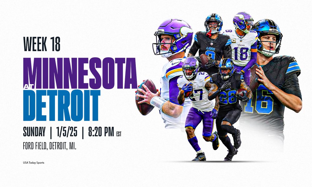 AlvaroRRY's tweet image. La madrugada del Domingo al lunes a partir de las 2:20h tendré la suerte de retransmitir en Movistar el que probablemente sea el partido de Temporada Regular más trascendente de la historia reciente de la NFL #InterceptadosPorLaNFL 

Minnesota Vikings vs Detroit Lions por el seed…