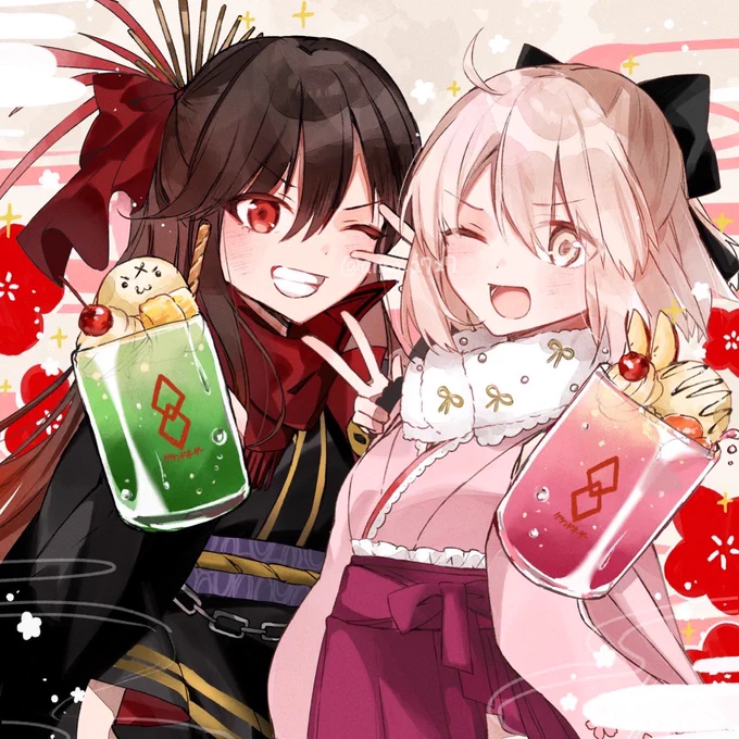 あけおめオーダー!/織田信長・沖田総司#FGO  #FateGO  #Fate 