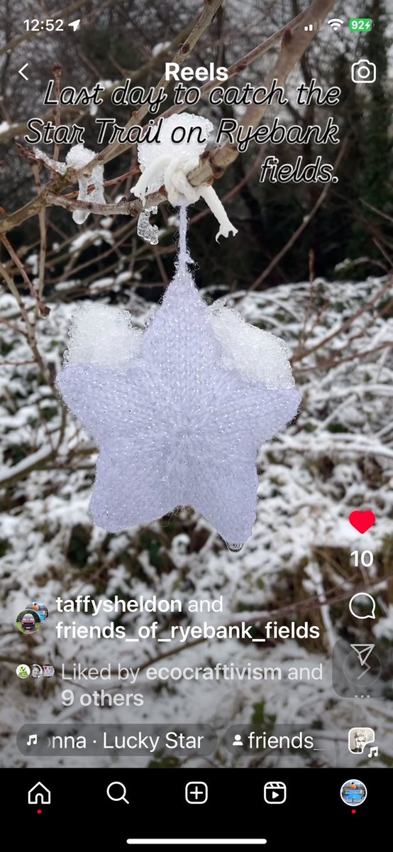 ryebankfields's tweet photo. Something of a #Star theme on @cerysmatthews show on @BBC6Music this morning, if you’re in Manchester head to #RyebankFields for the last day of our Star Trail ✨ even more magical in the #snow! https://t.co/b6VERED94b