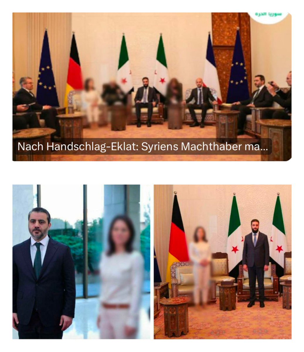 Baerbock auf Bildern unkenntlich gemacht.

Die Machthaber in Syrien haben Baerbock gezeigt, was sie von ihrer feministischen Außenpolitik und von Frauen im Allgemeinen halten.

Viele Hunderttausende syrischer Männer mit genau dieser Einstellung haben wir in unser Land gelassen,