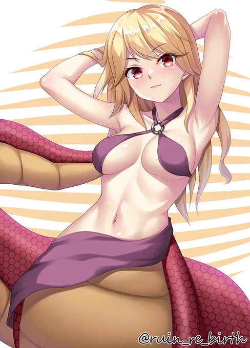 巳年にちなんでラミアさん。今年一枚目はこれって決めてました #まもけん2