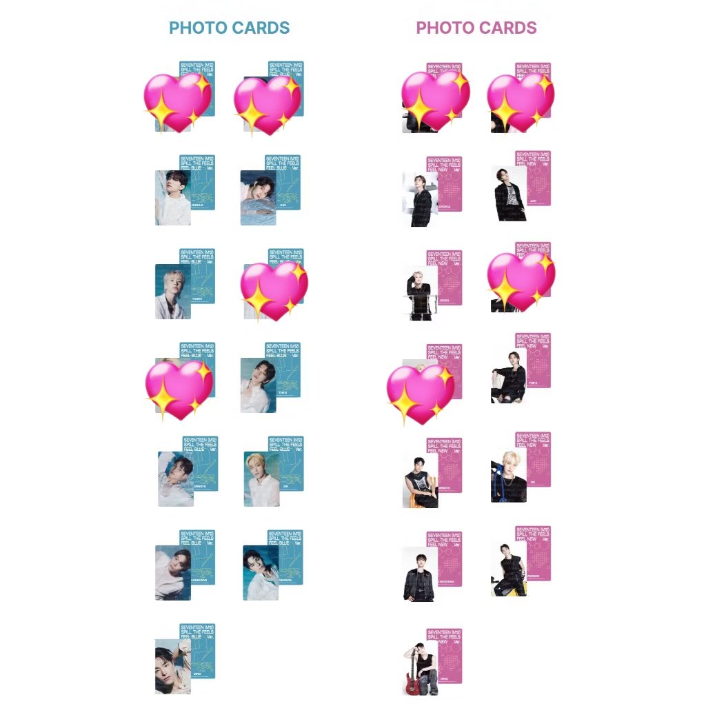GeranKart's tweet photo. WTS LFB
STF Feel New and Feel Blue Photocards
180 per member set + lsf
ETA to admin 🐝 address, latest Jan. 11
PAYO
Marked members are already taken

scoups jeonghan joshua jun hoshi wonwoo woozi the8 mingyu dk seungkwan vernon dino seventeen svt pcs photocard poca
#SEVENTEEN https://t.co/pVzK8vaAR1