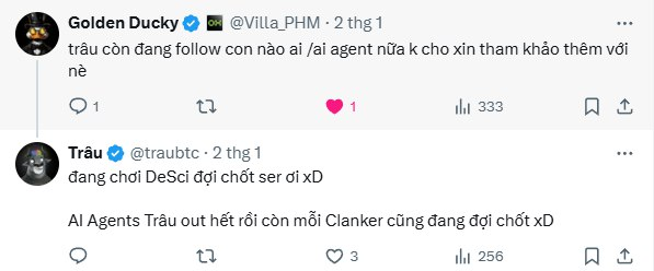 Zanbtc_'s tweet photo. Dù không nhắc nhiều nhưng Trâu vẫn đánh DEX và ăn đều, sắp tới chuẩn bị ăn #ClankerAI
Clanker = AI Agents + Memecoin
Trâu vừa bán sạch AI Agents đợt rồi chỉ giữ lại mỗi nó là có lý do cả.
2 trend hot nhất của chu kì hợp lại với nhau, còn là dự án lead narrative thì chỉ việc hold anh em ạ.
Memecoin sắp quay lại anh em có thể DYOR em này và meme được tạo bởi nó.
Lưu ý là #Clanker Trâu có entry cực đẹp, vào hàng lưu ý quản lý rủi ro hoặc đợi dự án ăn theo nhé!
2 dự án lowcap Trâu chia sẻ trước đó là #4GS và #trackedbio giảm thêm thì có thể DCA 1 lần nữa rồi ném đó đợi tăng.
Chúc anh em đánh DEX may mắn!