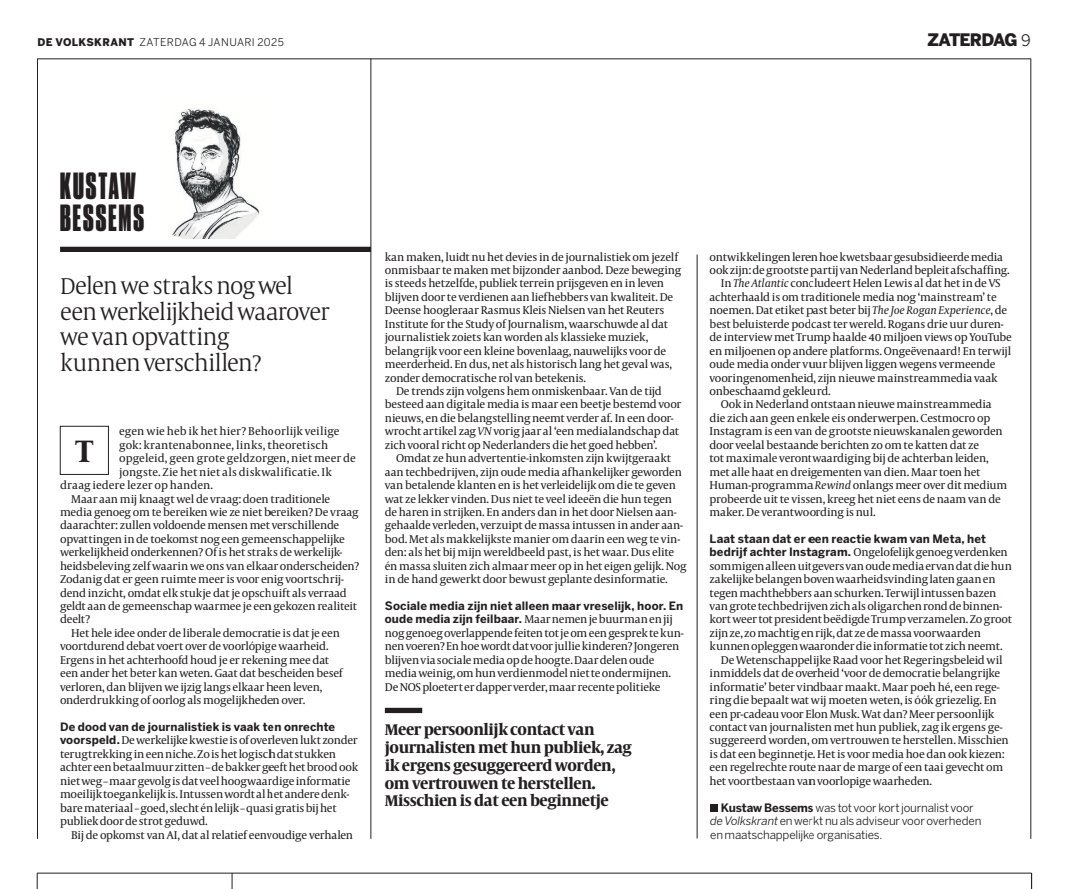 PeterDeKeyzer's tweet photo. Wie heeft het monopolie op de waarheid?
Wie bepaalt wat waarheid is?
Wordt journalistiek een luxeproduct?
Delen we als maatschappij nog dezelfde perceptie van de werkelijkheid?

Bijzonder interessant stuk hierover uit @volkskrant https://t.co/uh2WBPFtoP