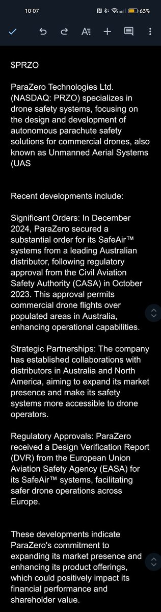 TheArchitect_GT's tweet photo. $PRZO specializes in drone safety systems, focusing on the design and development of autonomous parachute safety solutions

Full Profile 
https://t.co/a3crHKzOHp

TECHS
Trade key resistance levels or stay long 

#Drones #TrendingStocks #CatalystStocks
$MTEK $RR $KULR $LIDR $NITO https://t.co/F75cjuIfWy