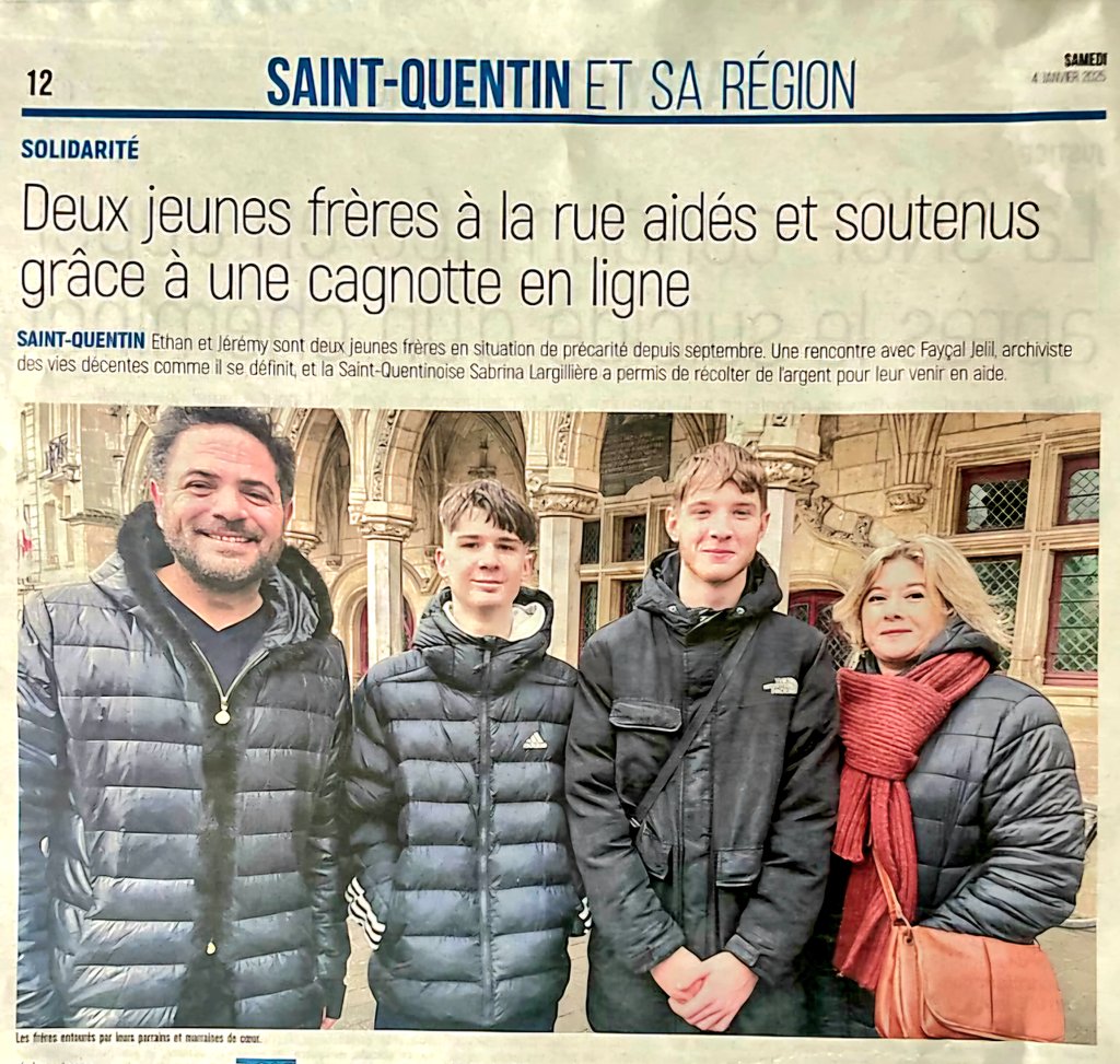 Nous cherchons un logement pour Éthan &amp; Jérémy à <a href="/a_saint_quentin/">Saint-Quentin</a> dans l'Aisne (02).
Madame la <a href="/Prefet02/">Préfète de l'Aisne</a>, Monsieur le Président des <a href="/hautsdefrance/">Région Hauts-de-France</a> <a href="/xavierbertrand/">Xavier Bertrand</a>, Madame le Maire <a href="/MacarezF/">Frédérique Macarez</a>, si vous pouvez les aider. Nous avons l'argent pour financer les loyers et la caution.