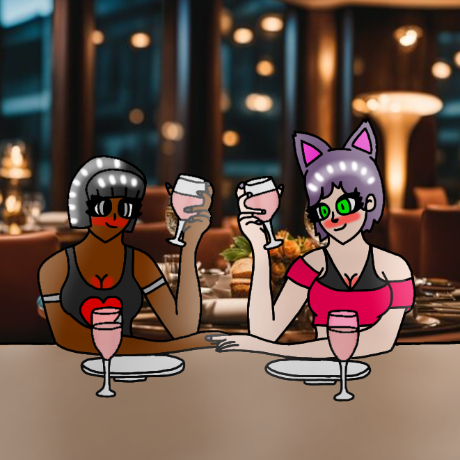 ObjectShowBloke's tweet photo. Purrloin and Remote's date on a restaurant 😺😈🦋🐰🖲️✨💜💚💛💗🖤🤎🩶❤️🤍🍽️🍷🌃🌹💕
#Purrloin #Remote #DigitalArt #Gijinkas #Restaurant #Girlfriends #Yuri #Pokèmon #BattleForDremIsland #GlassOfWine #Plates #Date #Lesbians #HumanArt #GayCouple #CatGirl #BlackAndWhite #2Girls #AU https://t.co/TNPqNW2Qvl
