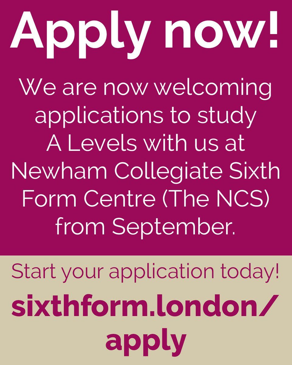 We’re now welcoming applications to join us in September to study A Levels.   Attend one of the best sixth forms in London for student outcomes!

Apply here: sixthform.london/apply

How to apply guide: sixthform.london/how-to-apply-t…