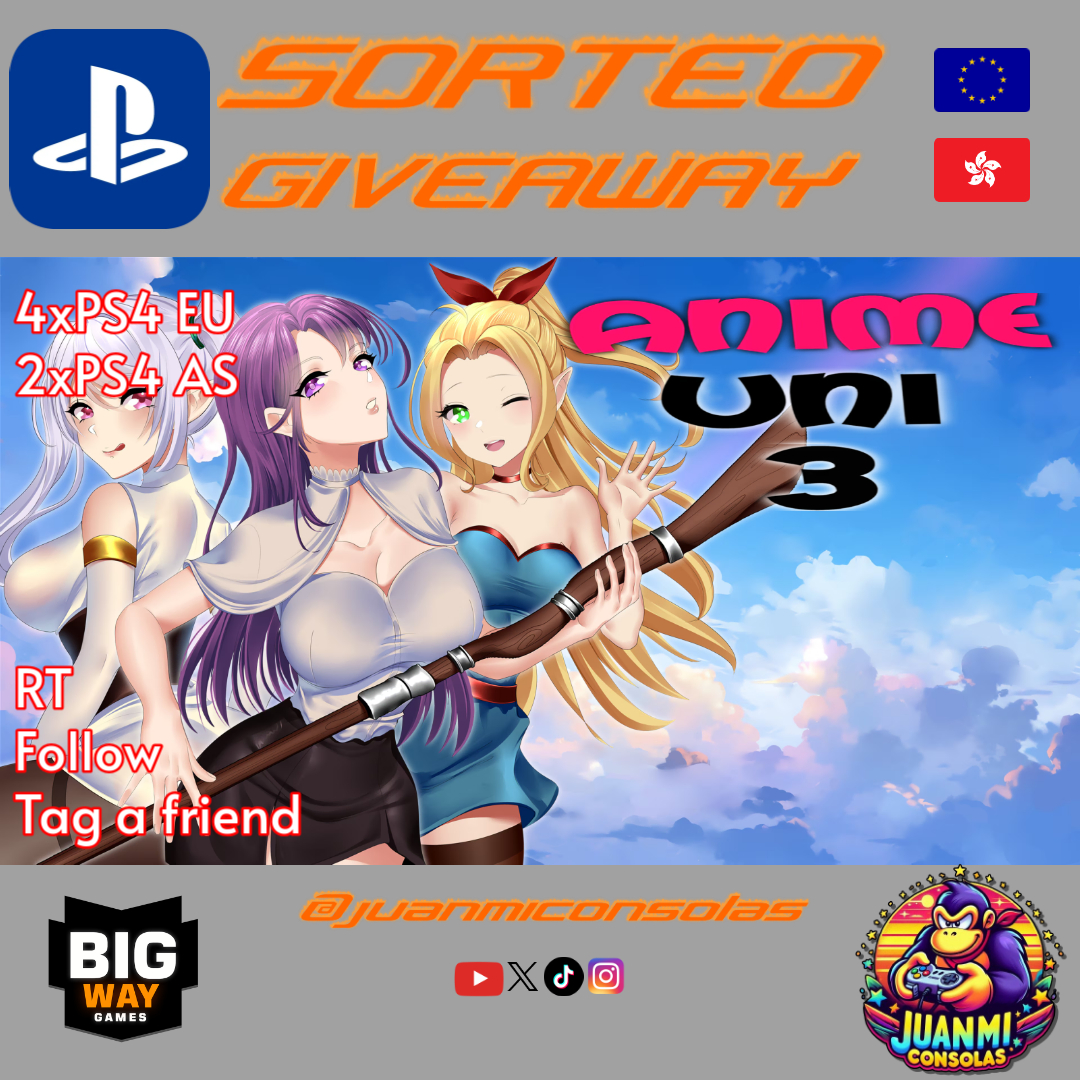 JuanmiConsolas's tweet photo. #Sorteo #AnimeUni3 #PS4
4x🇪🇺
2x🇭🇰
🔁RT
👥Sígueme
💬Etiqueta un amigo y elige región
Puedes apoyarme viendo y suscribiendo:
https://t.co/jaJB1jF1YA
Suerte🤞
#Giveaway #GiveawayAlerts #psncodes #achievement #freegame #gratis #free #PS5Share #PlayStation #anime #manga #puzzle https://t.co/9q1hhODyxp