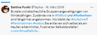 Taykra's tweet image. Andrew Norfolk: „Muslimgangs missbrauchen weiße, englische Mädchen“  Die Angst vor dem Vorwurf des Rassismus, sie wog in der brit Politik und weiten Teilen der Öffentlichkeit schwerer als das Beharren auf Wahrheit. 
Wie in Deutschland!
#Rotherham #Telford welt.de/vermischtes/ar…
