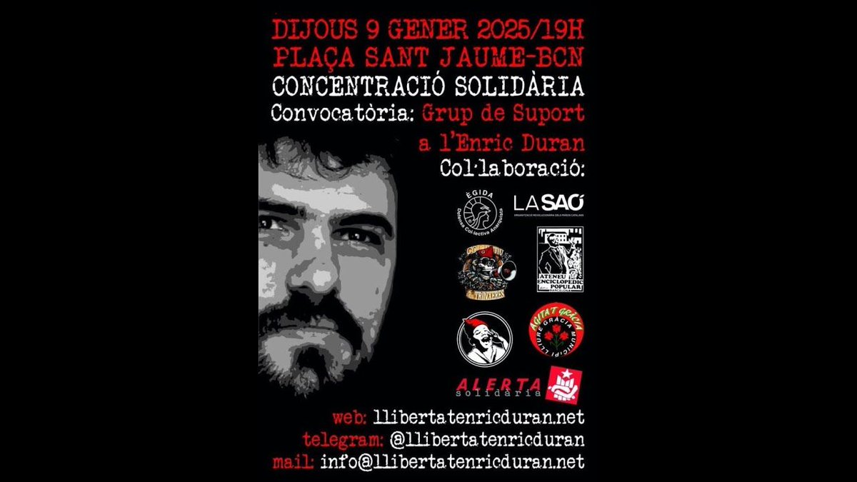 Solidaritat Enric Duran!
Prou impunitat de la (in)justícia francesa!!!
Llibertat immediata!
buff.ly/3C425qE 
buff.ly/4h9wrqX