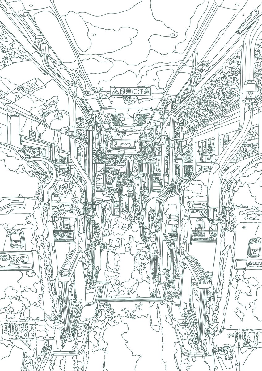 Ew19L's tweet photo. 下書き完成しました！
バス🚌の中はこんな感じです。

#イラスト
#背景 https://t.co/CfFVKDj7Si