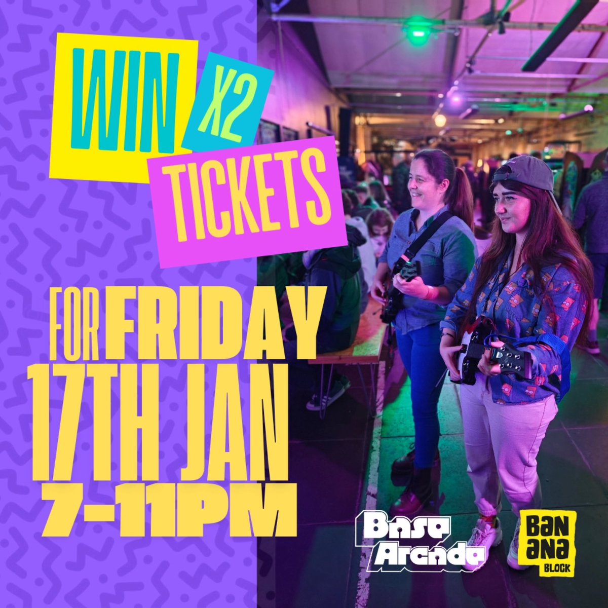 BaseArcade's tweet photo. 📢 Competition time! 💥 To kick off the new year we thought it would be sound to give you all a chance to WIN x2 Tickets for our Fri 17th Jan 7-11pm (18+) session 👏🕹️

To win, simply:
1. Like this tweet
2. Tag your 'Player 2' 
3. Reshare 

Good luck 🤞 https://t.co/pO4JGTkmkm