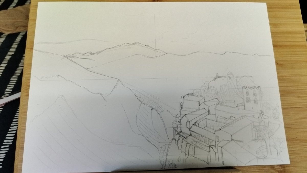 jandsb99's tweet photo. Em van regalar unes aquarel·les i estic tornant a pintar/dibuixar. Avui he decidit intentar recrear la següent foto a aquarel·la, de moment només he fet una mica d'esbós però estic molt orgullós https://t.co/56Y8cSAgct