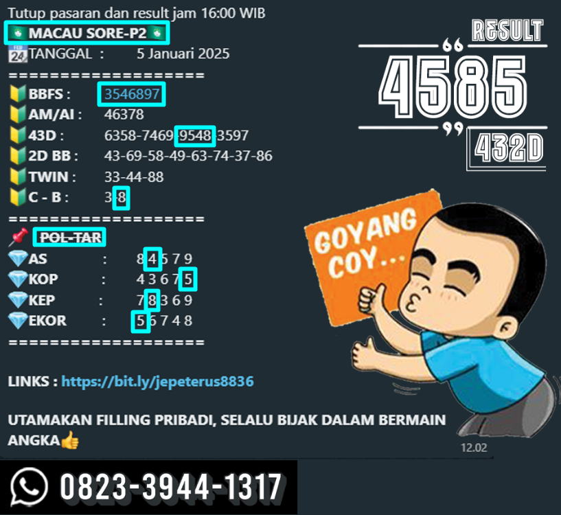 angkabolang's tweet photo. 𝐌𝐀𝐂𝐀𝐔 𝟓𝐃𝐄 𝐃𝐀𝐍 𝐌𝐀𝐂𝐀𝐔 𝐏𝟐 𝐒𝐀𝐇 𝐉𝐎𝐒𝐒𝐒🔥🔥
Pusing di buat result singapor, lari hantam macau bos

📞Grub bolang : 0823-3944-1317

Link grub : https://t.co/kcM7pbIW5b https://t.co/GHLsXhMjF8