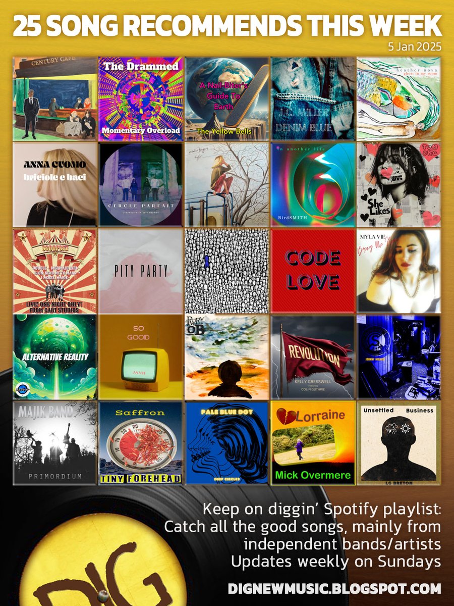 highly recommend checking out all these fine music!
dignewmusic.blogspot.com/2025/01/25-son…

🎧listen on Spotify: open.spotify.com/playlist/1z1eB… #nowplaying 
plz give the artists you like "💚+follow" :D

「今週のGOOD」な25曲🎍 2025/1/5