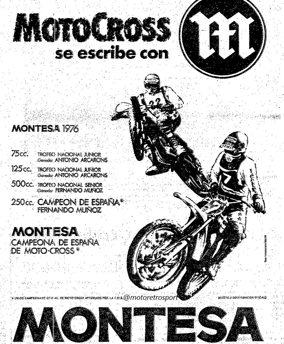 motoRetroSport's tweet photo. #Montesa 1976: MOTOCROSS SE ESCRIBE CON M DE MONTESA: #AntonioArcarons y #FernandoMuñoz #motocrossMontesa https://t.co/8uZe80MU9s