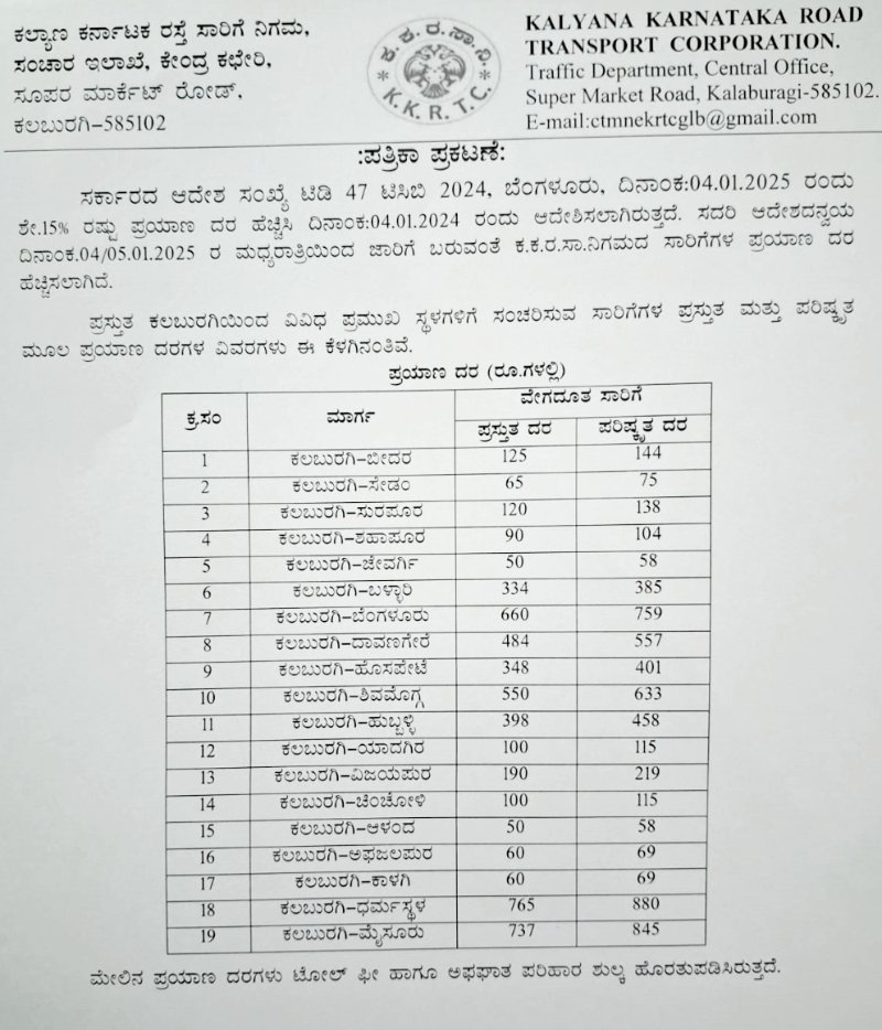 TweetzBallari's tweet image. #KSRTC #KKRTC Bus Ticket Price Hike Details 

#Ballari #Bellary #Vijayanagara #Hubli #Dharwad #Bengaluru #Mysuru #Mandya #Shivamogga #Kolar #Belagavi #Gadaga