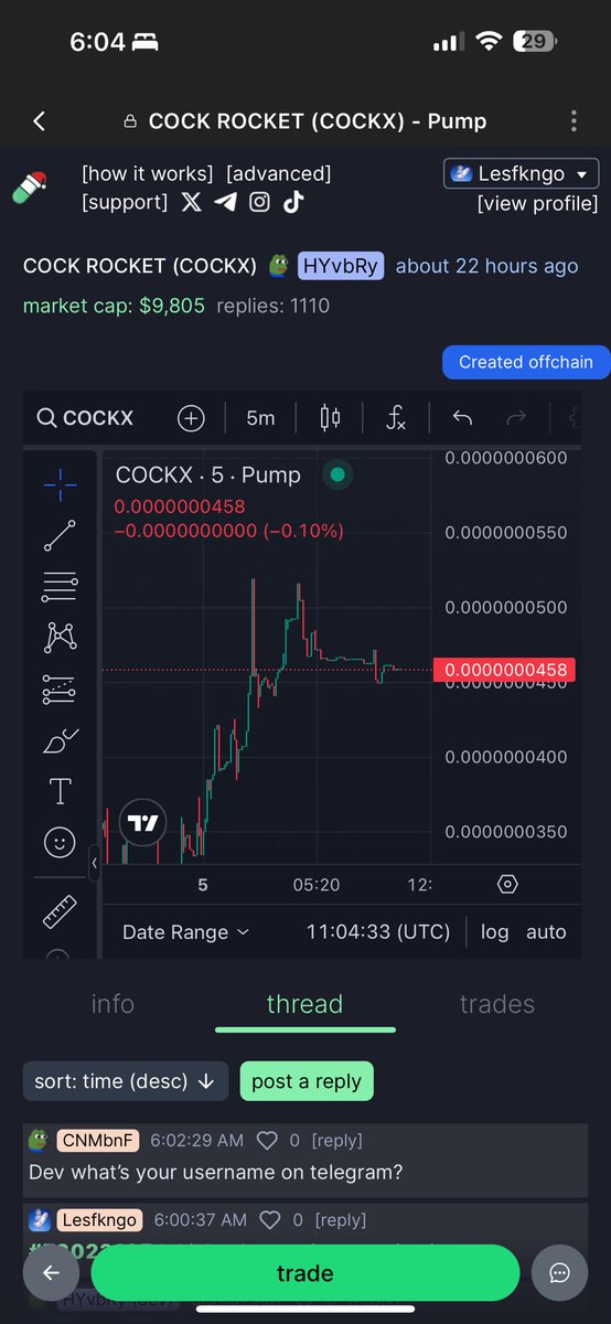 Number_1776's tweet photo. Just discovered cock rocket on pump fun at 10k mc this might be the next cum rocket! #COCKX https://t.co/LfBpjNIgpw