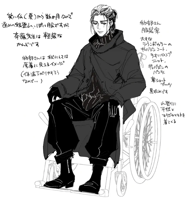 あれがヨウジの服かはおいといて山登りにヨウジを着る男であることは設定画でご確認いただいております 