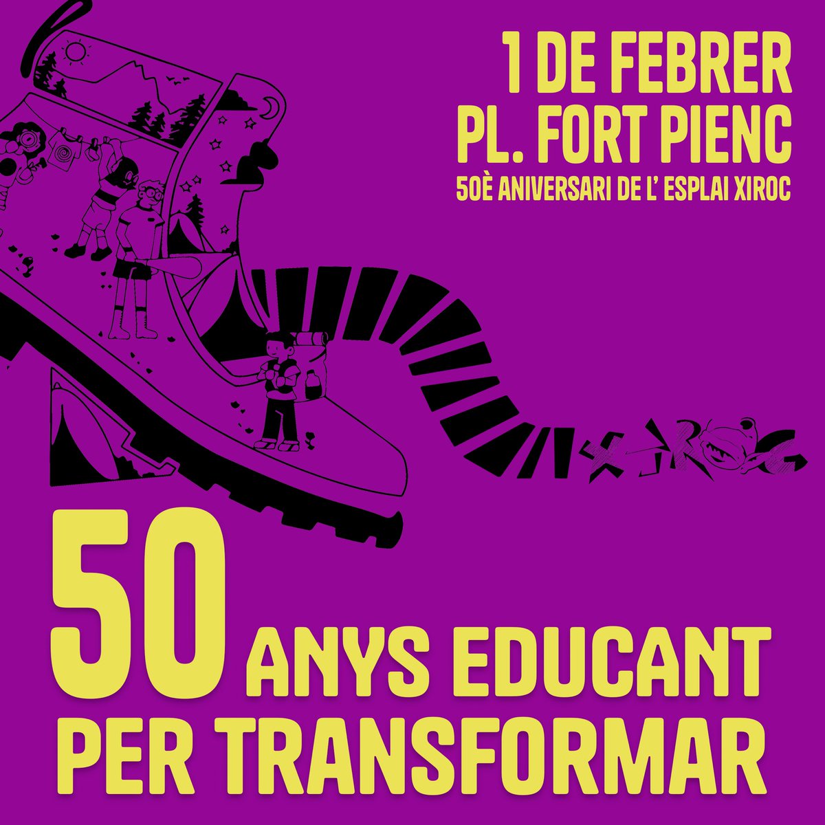 Aquest curs fem 50 anys🙀és per això que us presentem la jornada de celebració🙌

Us esperem l’1 de febrer a la Pl. Fort Pienc, serà un dia ple d’activitats, dinar popular, xerrades sobre lleure, concerts, música i molt més!☺️

Estigueu atents a les xarxes 🙈❣️