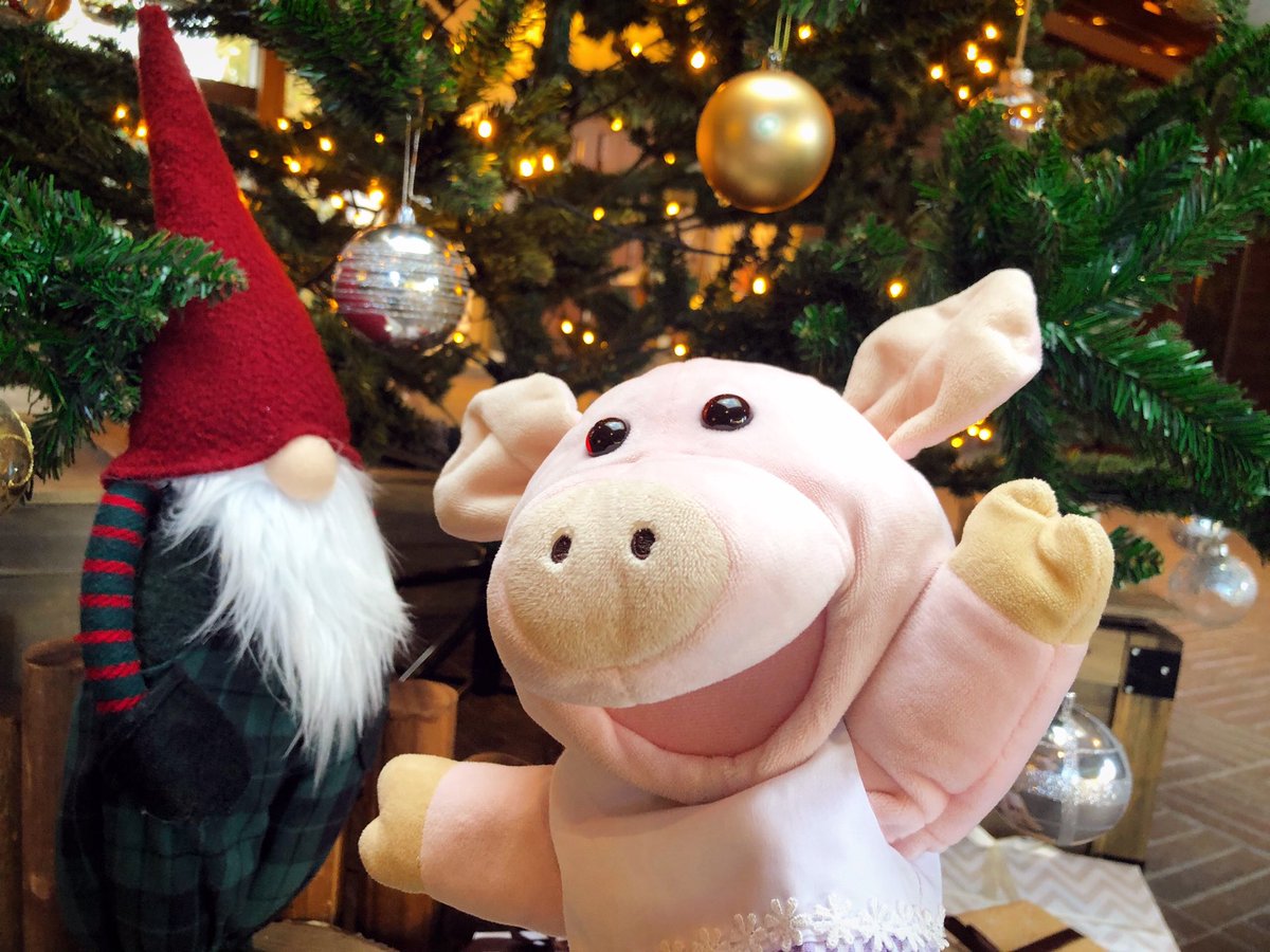 MeguriWorld's tweet photo. クリスマスのめぐりちゃん🐷💕
サンタさんかと思ってプレゼント下さいって話しかけたら、ツリーの見張りをしてくれているこびとのおじさんだった。
人違いしちゃった。恥ずかしいな。

#merrychristmas #メリークリスマス　#クリスマスツリー  #クリスマスオーナメント https://t.co/Q9Dz1ANWro