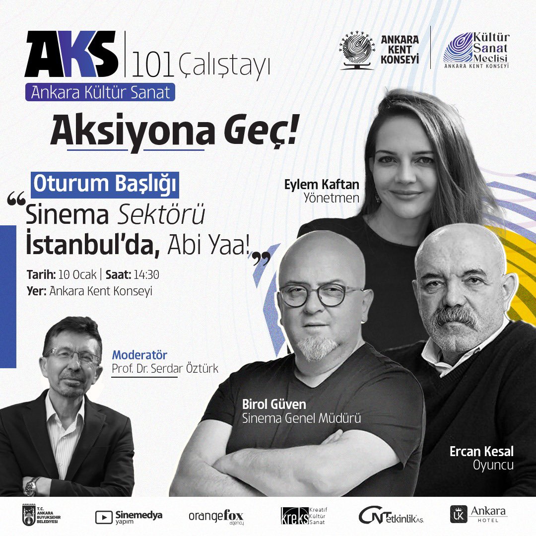 AKS101 Çalıştayı’nda sinema sektörünün nabzını tutuyoruz!🎞️📽️

“Sinema Sektörü İstanbul’da, Abi Yaa!” başlıklı bu özel oturumda, alanında uzman isimler bir araya geliyor.✨ 

Türkiye sinema sektöründe önemli bir yer edinen ödüllü yönetmen Eylem Kaftan, popüler televizyon