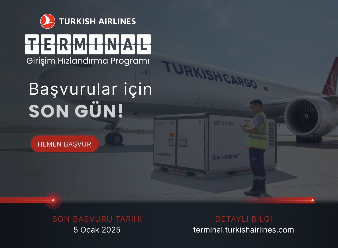 Turkish Airlines Terminal Girişim Hızlandırma Programı başvuru süreci bugün sona eriyor. (05 Ocak, 23.59)

Detay ve başvuru için: terminal.turkishairlines.com